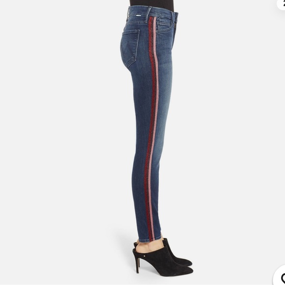 Mother High Waisted Looker Skinny Jeans Here Kitty Kitty Glitter Racer size 29 - Picture 9 of 10